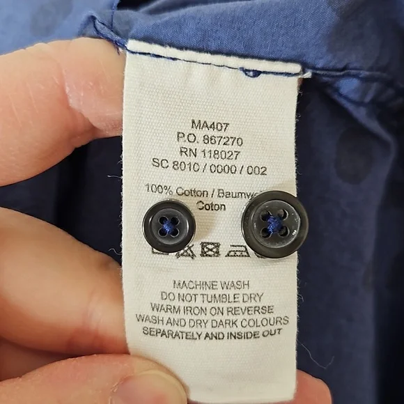 Boden Men's Blue Polka Dot Cotton Button Down Shirt Size Large - Picture 6 of 9